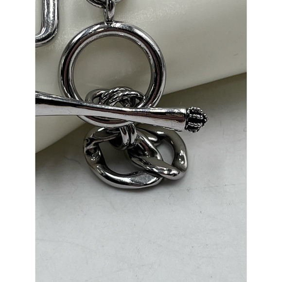 Juicy Couture Silver Tone Toggle Charm Starter Bracelet Pave Heart J - Picture 6 of 9